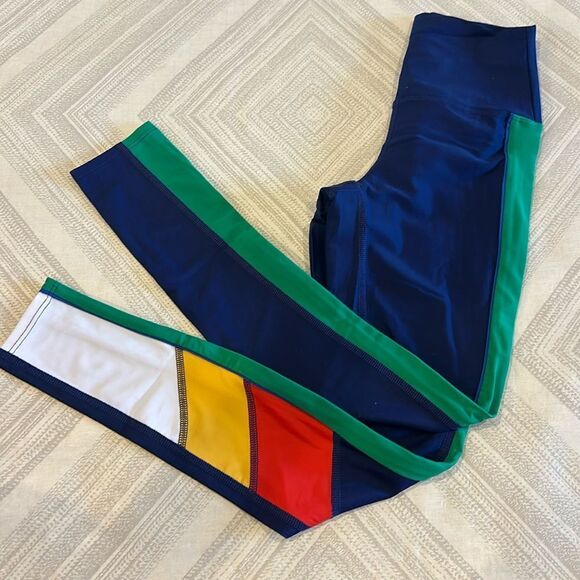 Beach Riot Women’s Blue with Colorblock High Waisted Leggings - Size XS - Picture 1 of 7